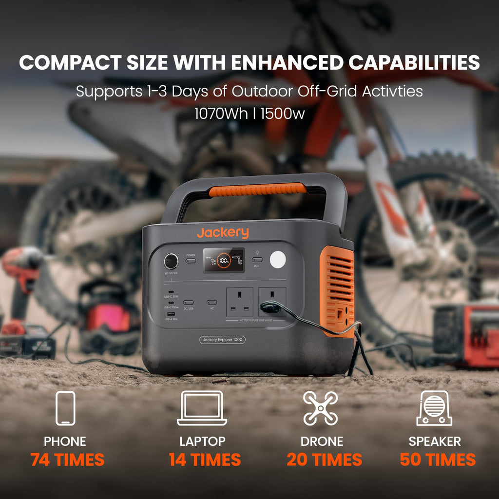 Jackery Explorer 1000 v2, 1500W 1070Wh LiFePO4 Portable Power Station